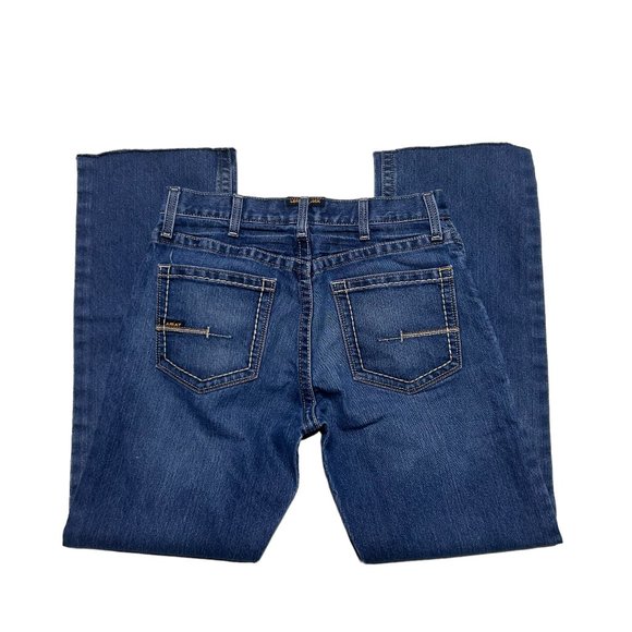 Ariat M4 Rebar Relaxed Boot Jeans Mens 32 X 32 Medium Wash Western Frayed Denim - Picture 3 of 9